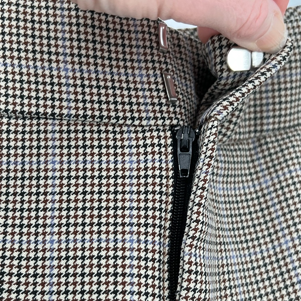 Zara Basic Houndstooth Tan Ankle Pants Flat Front… - image 7